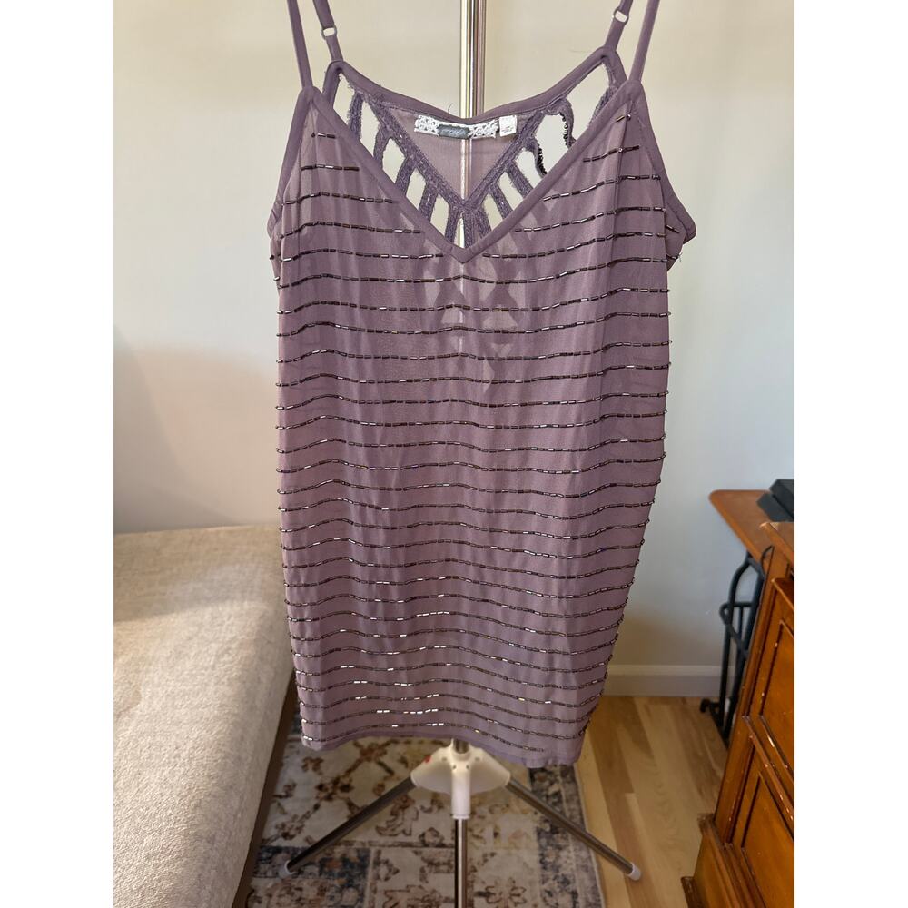 Gimmicks Brown Tank Sleeveless top Spaghetti Shoulder Strap V-Neck Tank Size S